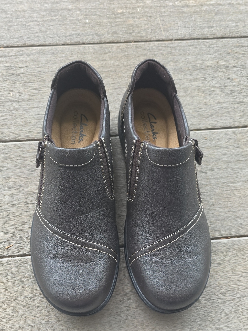 Clarks Dark Brown Women's Slip-On Leather Loafers Size 7.5